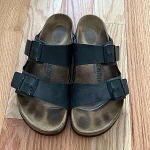 Arizona Black Leather Birkenstock Sandals Size 39